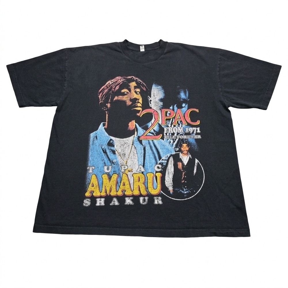 Tupac Shakur Graphic T-Shirt Los Angeles Apparel Heavyweight Black 2PAC XL